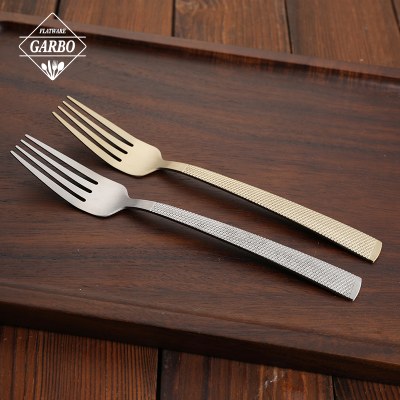 Luxury Champagne Gold Nordic Style Grid Handle Cutlery Jieyang Flatware Factory Direct