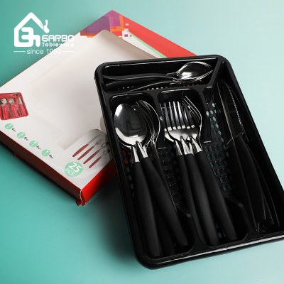 A Market-Tested 25-Piece Stainless Steel Cutlery Set with Plastic Handle from Wholesale Supplier A Market-Tested 25-Piece Stainless Steel Cutlery Set with Plastic Handle from Wholesale Supplier