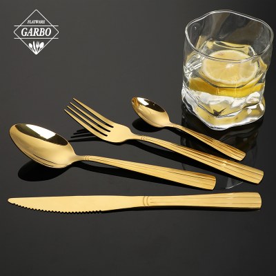 Heiß begehrtes goldfarbenes Edelstahl-Besteckset, hergestellt in China (Lieferant aus China)