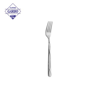 Bulk Cutlery Supply Stainless Steel Fruit Fork with Crosshatch Decorative Handle
