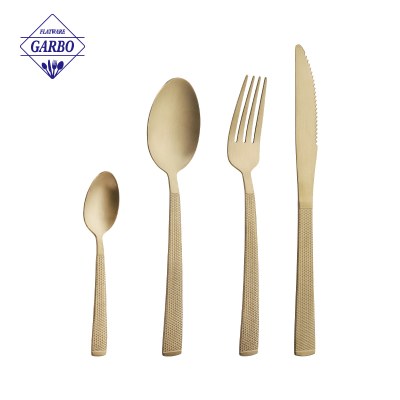 stainless steel cutlery factory in America 410 Stainless Steel Flatware Set Bead handle Silverware Set Gold Cutlery